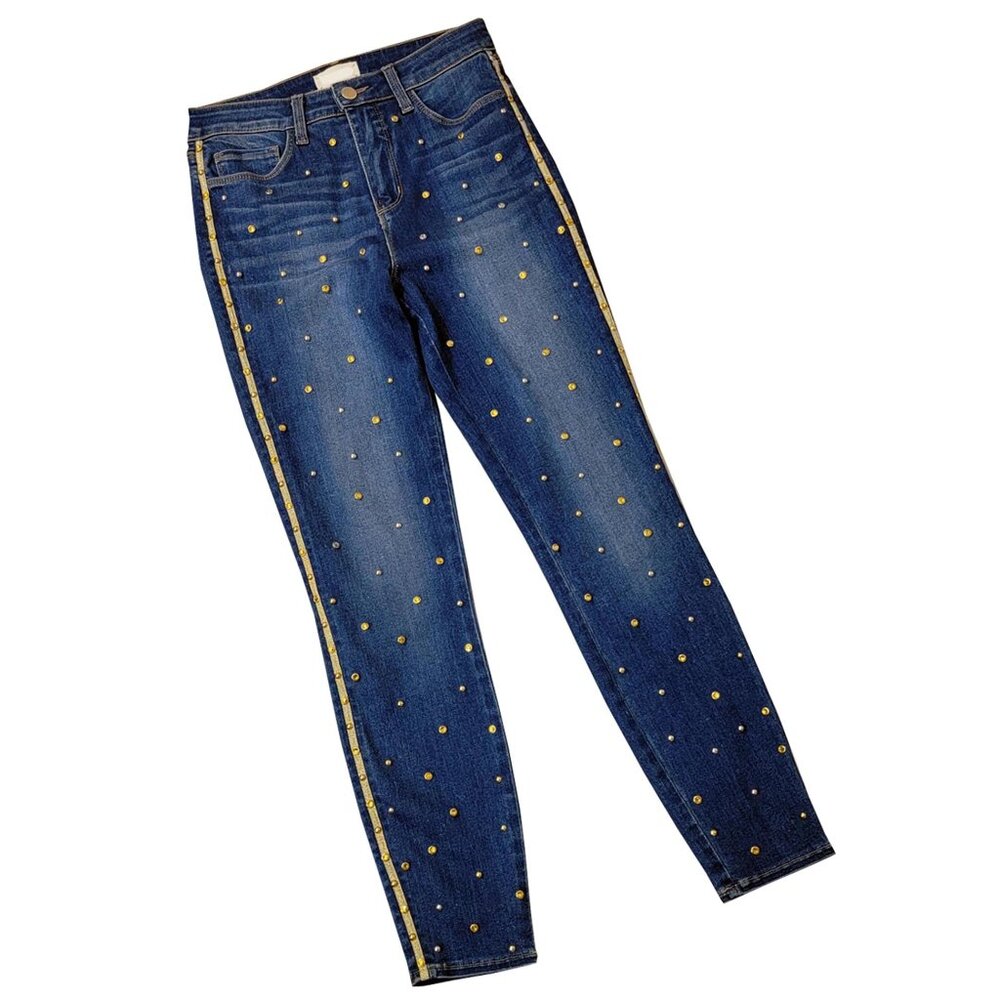 Cash & Gold Embellished Women's Blue Denim